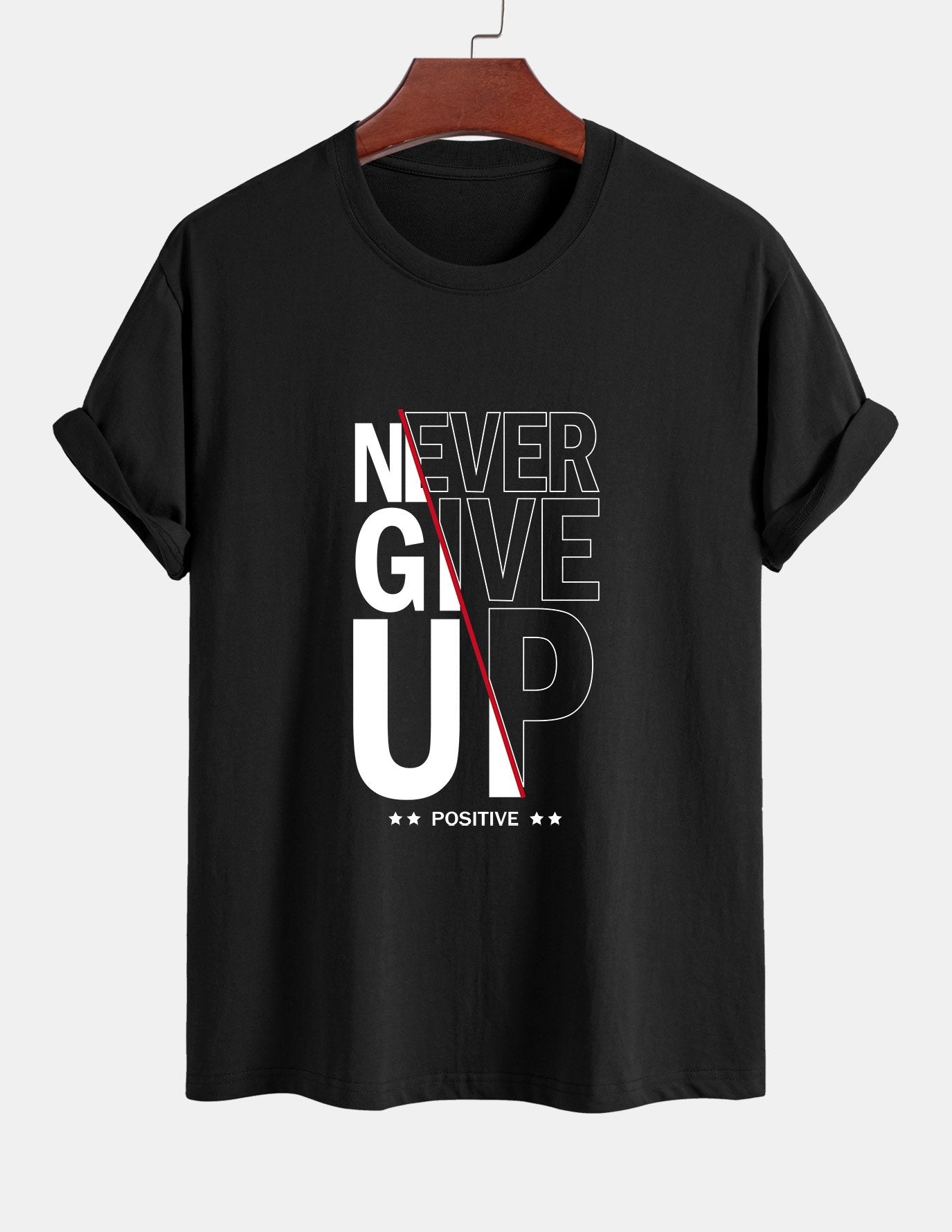 Trasímaco® | Never Give Up Print Cotton T-Shirt