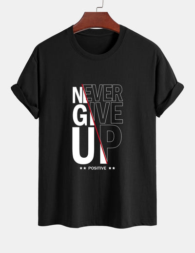 Trasímaco® | Never Give Up Print Cotton T-Shirt