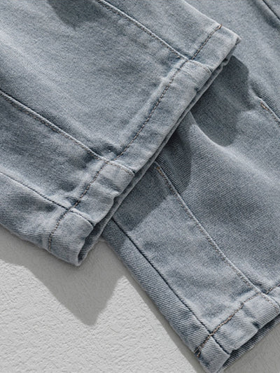 Enoc® | Elastic Waist Relax Fit Straight Leg Cargo Jeans