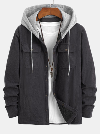 Gabriel | Quilted Lined Corduroy Hooded Coat