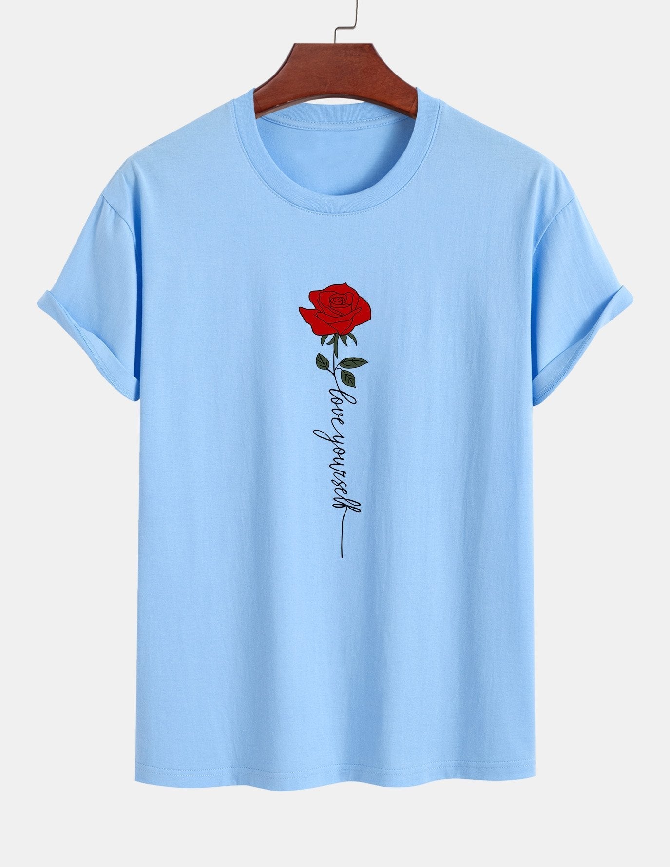 Arsenio® | Rose Slogan Print Cotton T-Shirt