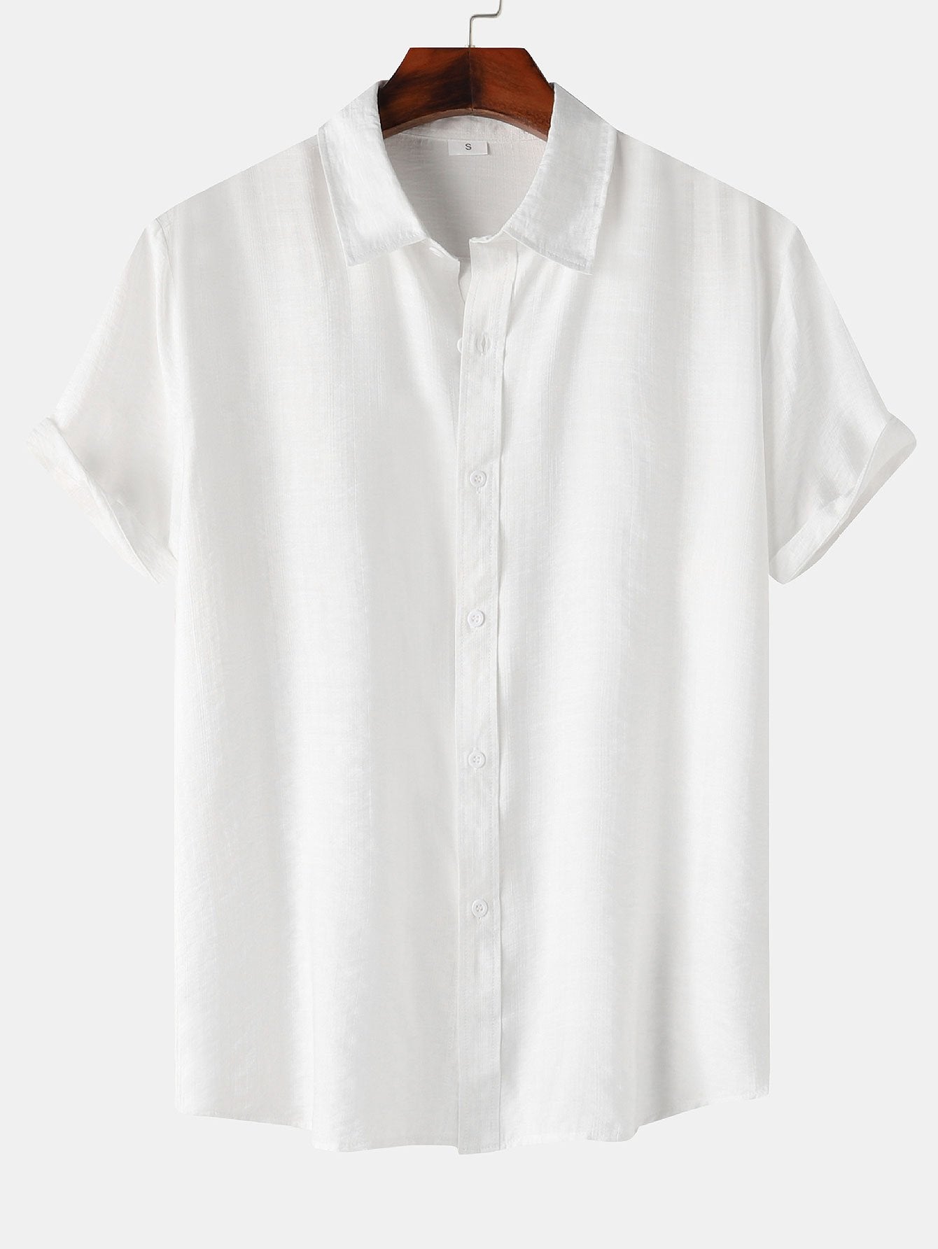 Auber® | Short Sleeve Textured Button Up Shirt