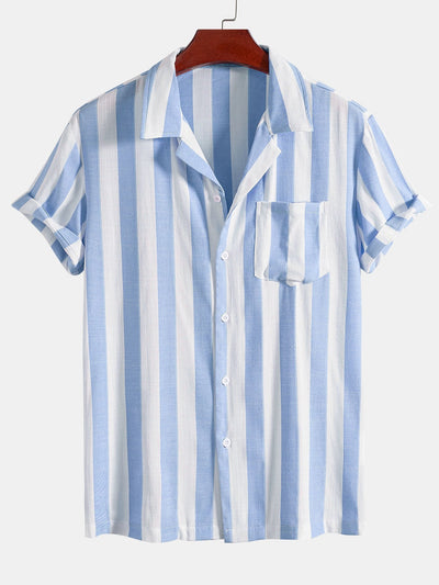 Alfio® | Striped Cuban Collar Shirt