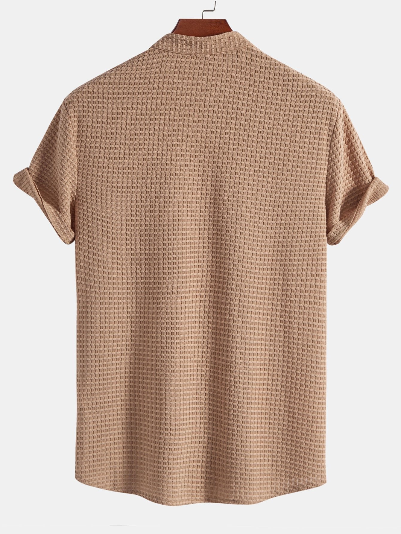 Aleko® | Muscle Fit Waffle Texture Stand Collar Shirt