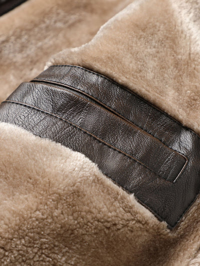 Leandro | Long Lined Faux Fur Lined PU Leather Overcoat