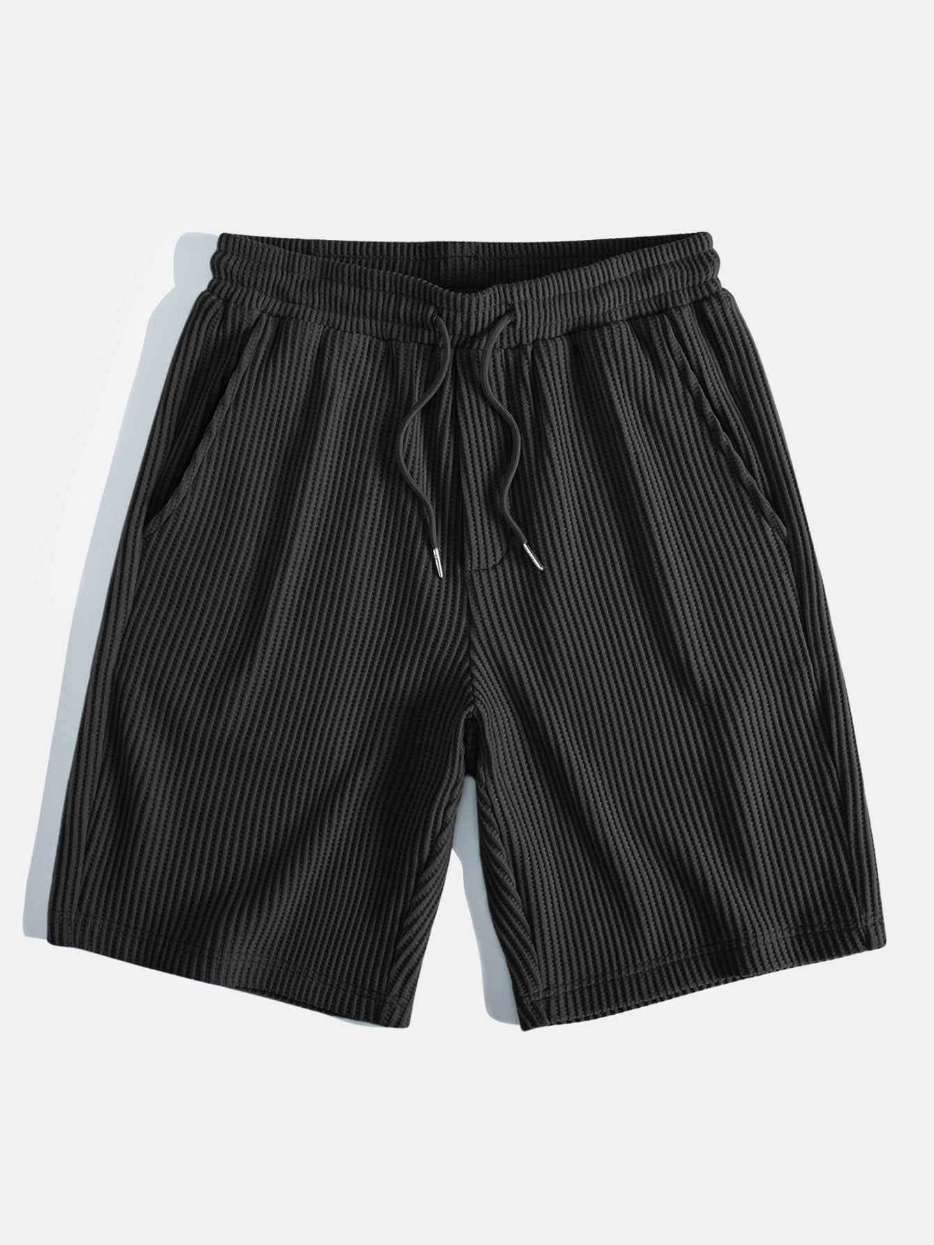 Adalton® | Knitted Waffle Arc Hem Hooded T-Shirt & Drawstring Waffle Shorts