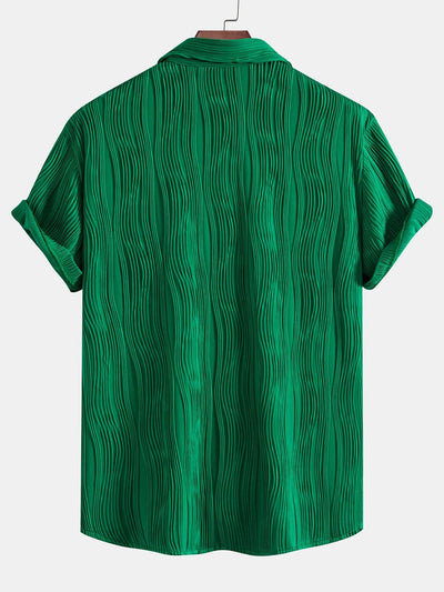 Basilio® | Wave Textured Button Up Shirt & Shorts