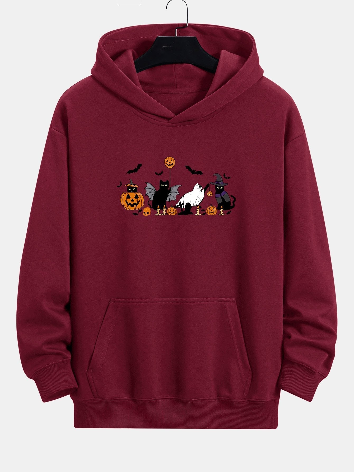 Mohamed | Halloween Pumpkin Black Cat Print Relax Fit Hoodie