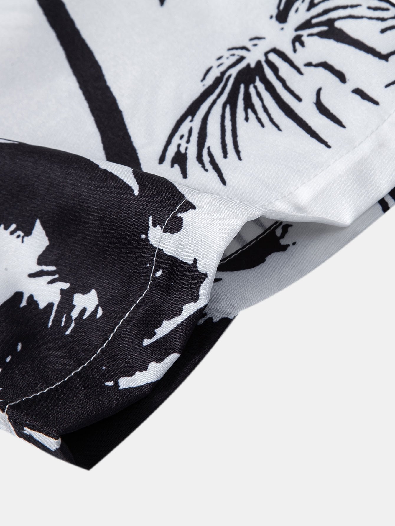 Admeto® | Palm Trees Print Button Up Shirt & Striped Print Swim Shorts