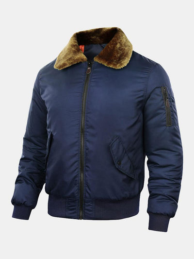 Ronan | Quilted Lined Bomber Jacket With Faux Fur Collar