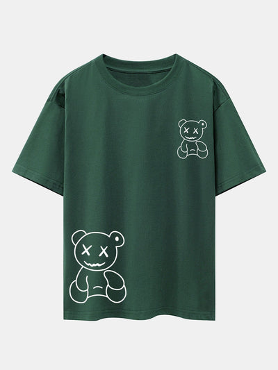 Adolfo® | Bear line Print Drop Shoulder Oversize T-Shirt