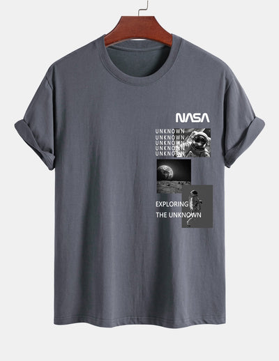 Ulpiano® | Nasa Moon Landing Print Cotton T-Shirt