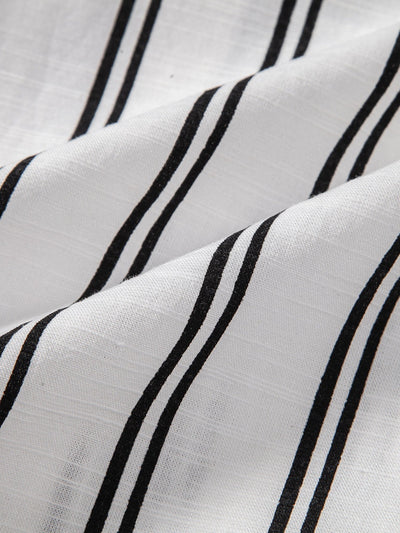 Adhemar® | Linen Look Striped Button Up Shirt & Straight Leg Linen Pants