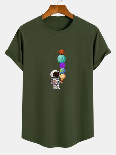 Antolín® | Planet Astronaut Print Cotton Arc Hem T-Shirt