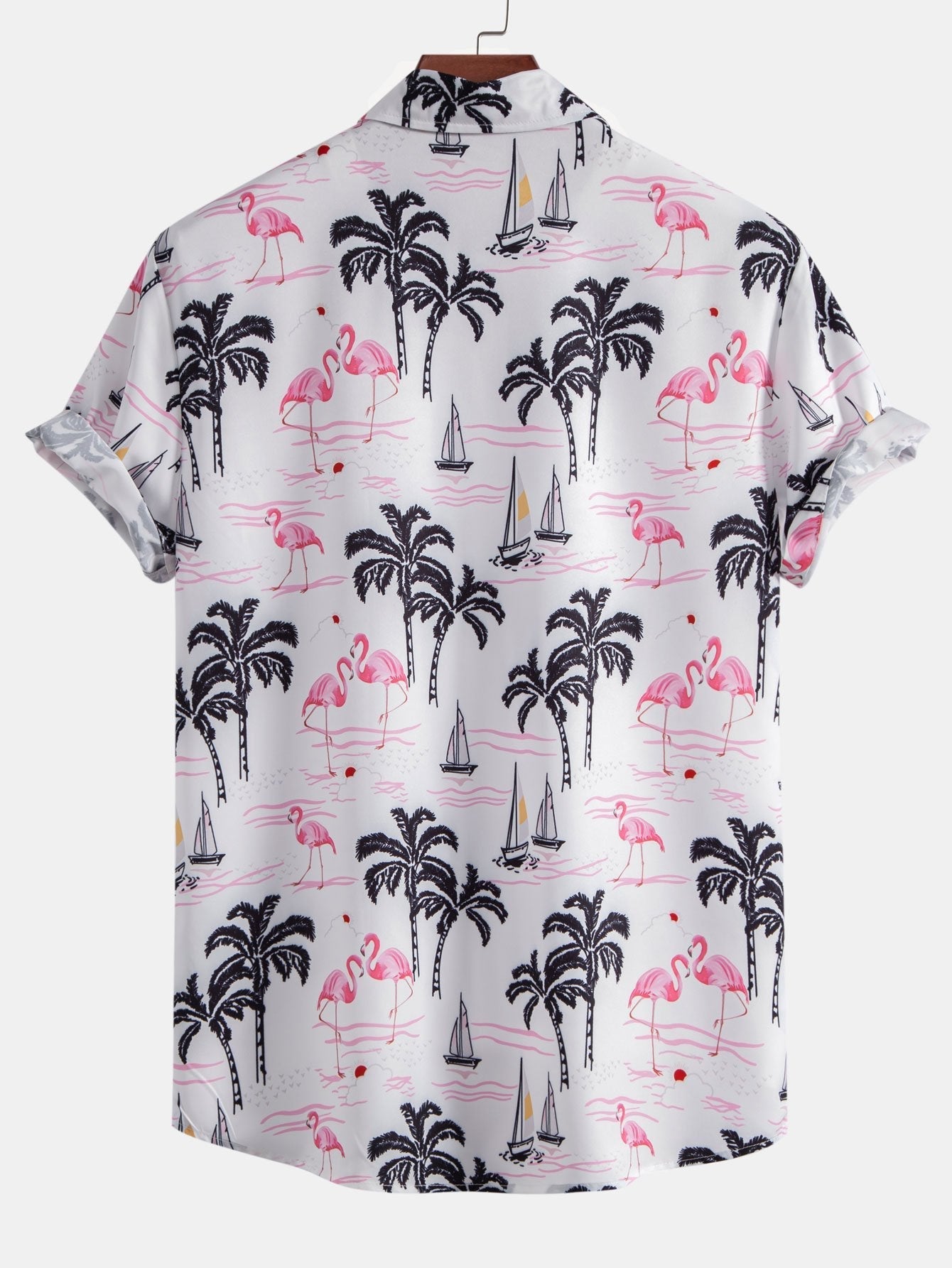Atwater® | Palm Tree Flamingo Print Button Up Shirt