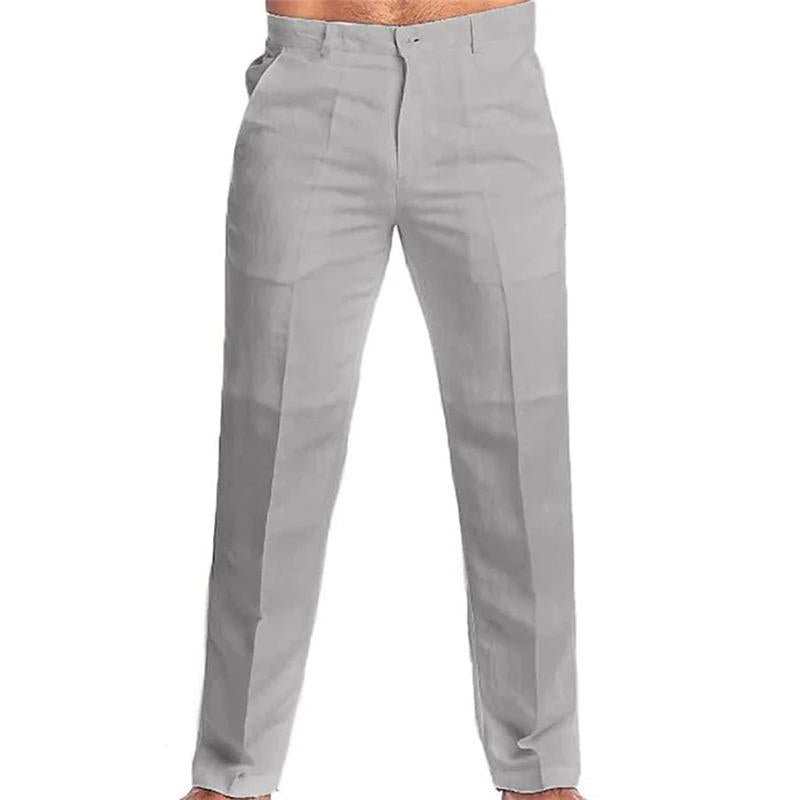 Men's Casal Solid Color Linen Blend Loose Casal Pants