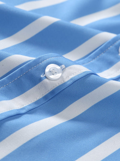 Andreas® | Striped Button Up Stand Collar Shirt