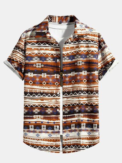 Amir® | Tribal Ethnic Print Button Up Shirt