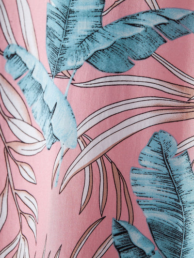Zeus® | Viscose Tropical Print Button Up Shirt & Short Length Swim Shorts