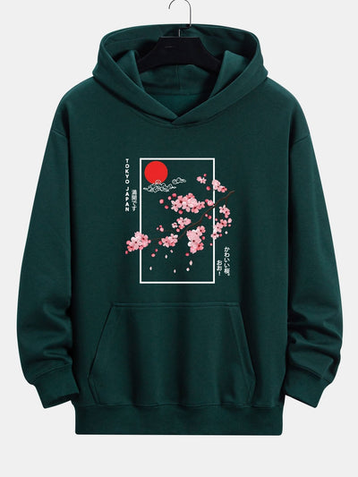 Eugene | Cherry Blossom Slogan Print Relax Fit Hoodie