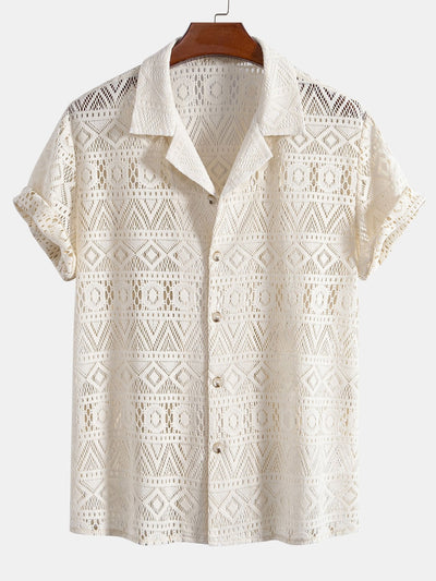 Guillermo® | Short Sleeve Geometry Textured Cuban Shirt
