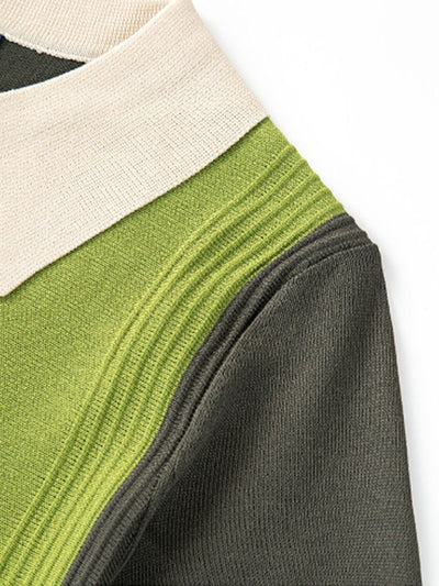 Brooks | Striped Short Sleeve Color Block Sweater Polo