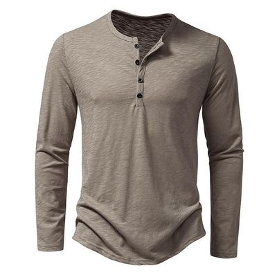 Men's Casal Henley Collar Solid Long Sleeve T-Shirt
