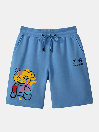 Badawy® | Graffiti Bear Print Man Mid Length Shorts