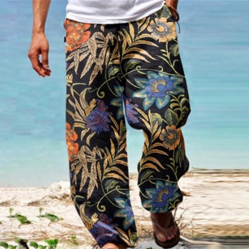 Men's Vine Loose Printed Drawstring Pants