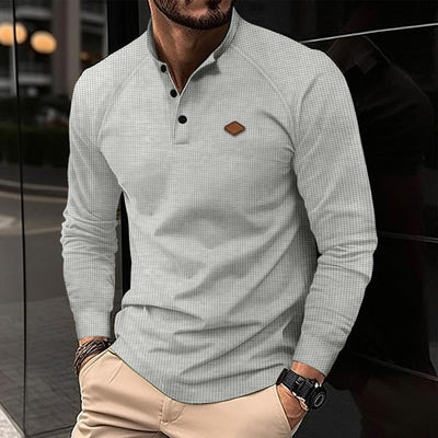 Alceo® | Men's Casual Waffle Henley Collar Raglan Long Sleeve T-Shirt 51518862Y