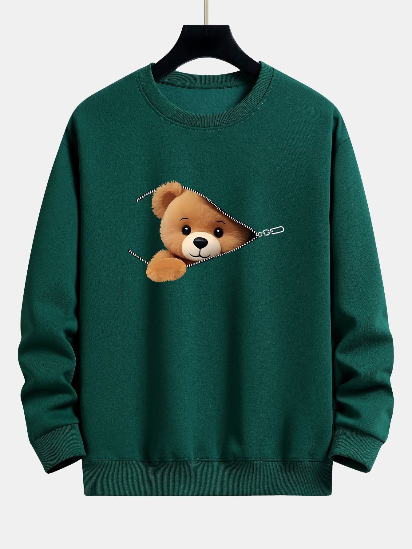 Theodore® | Zipper Bear Print Relax Fit Sweatshirt