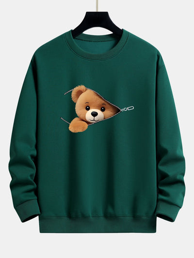 Theodore® | Zipper Bear Print Relax Fit Sweatshirt