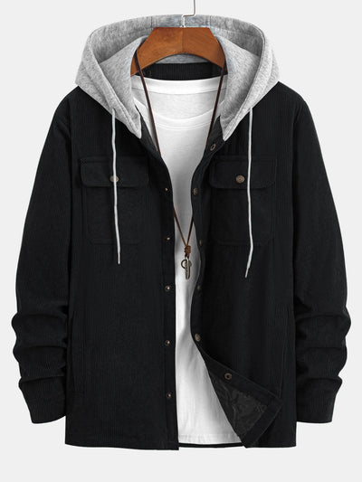 Gabriel | Quilted Lined Corduroy Hooded Coat