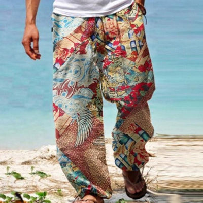 Men's Vine Loose Printed Drawstring Pants