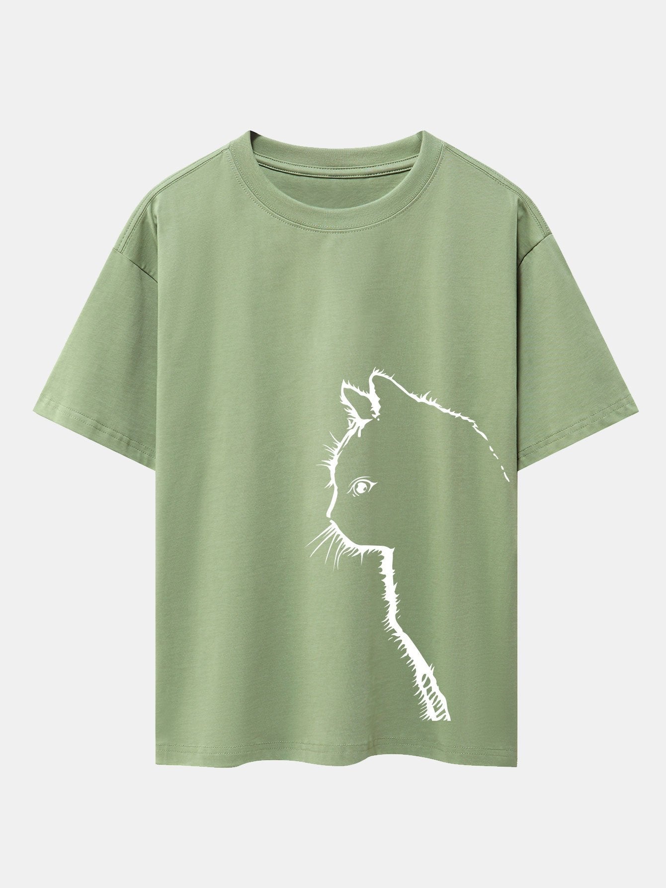 Héctor® | Cat Silhouette Print Drop Shoulder Oversize T-Shirt