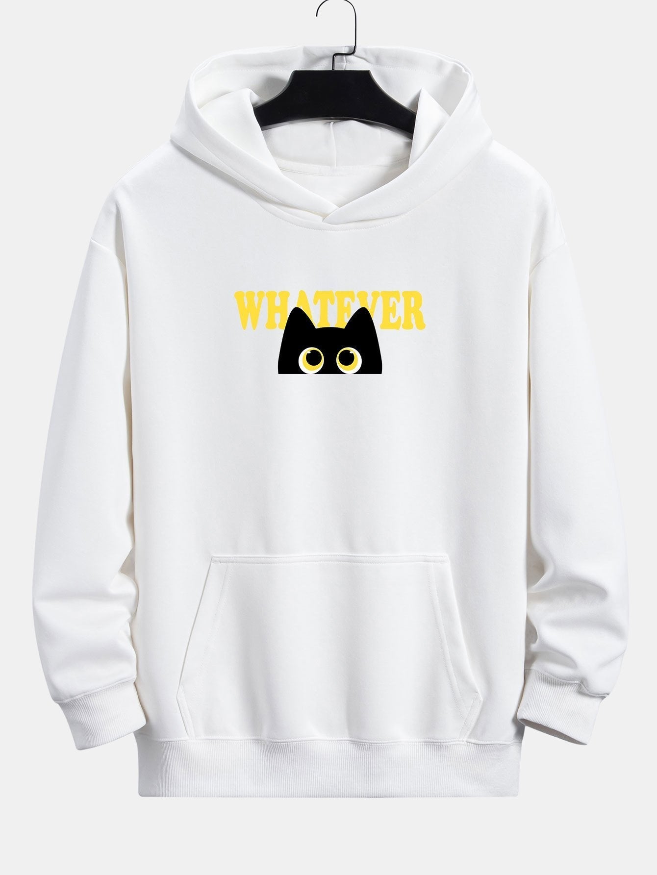 Leland | Whatever Black Cat Print Relax Fit Hoodie
