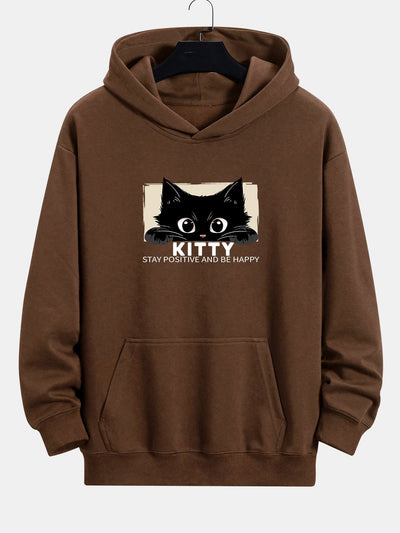 Eliseo | Black Cat Print Relax Fit Hoodie