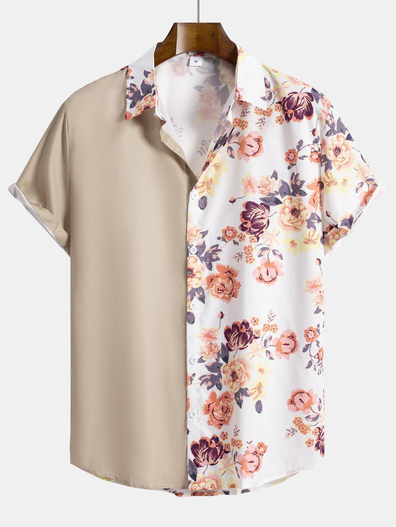 Adriel® | Floral Patchwork Print Button Up Shirt & Swim Shorts