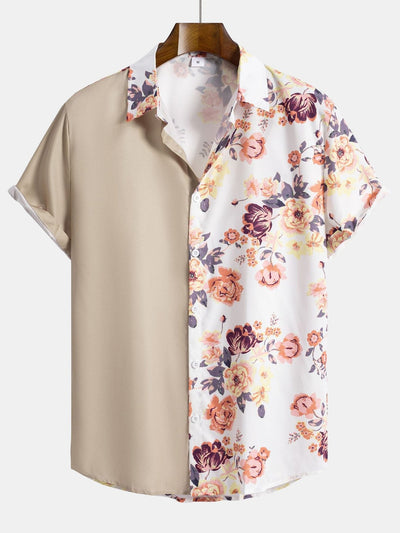 Adriel® | Floral Patchwork Print Button Up Shirt & Swim Shorts