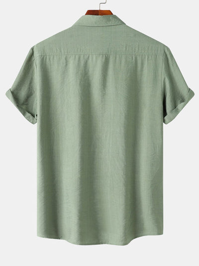 Auber® | Short Sleeve Textured Button Up Shirt