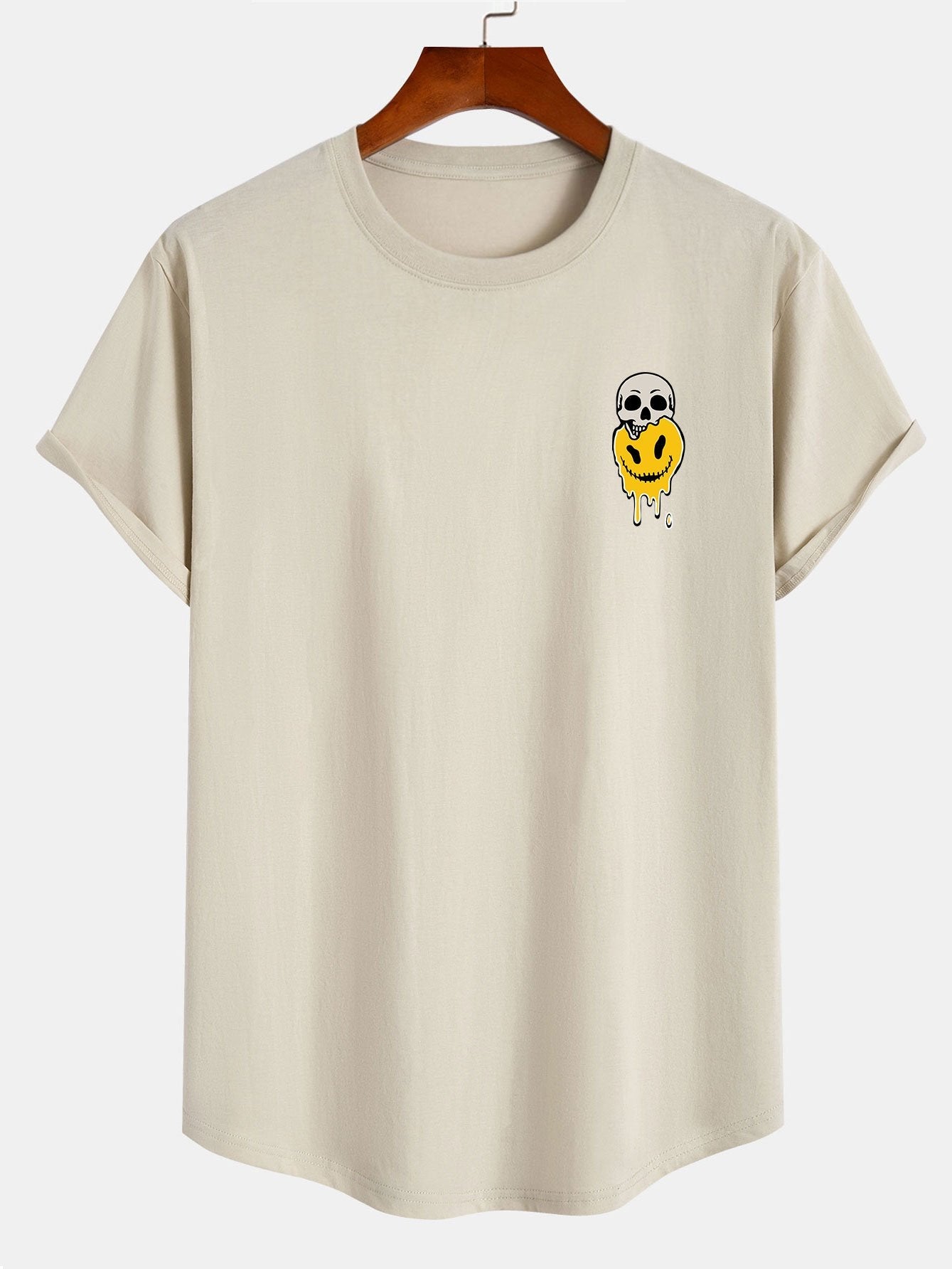 Alexander® | Skull Evil Face Print Cotton Arc Hem T-Shirt
