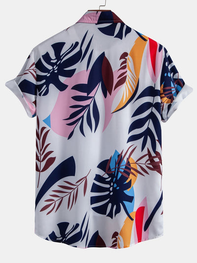 Athol® | Leaf Color Block Print Button Up Shirt