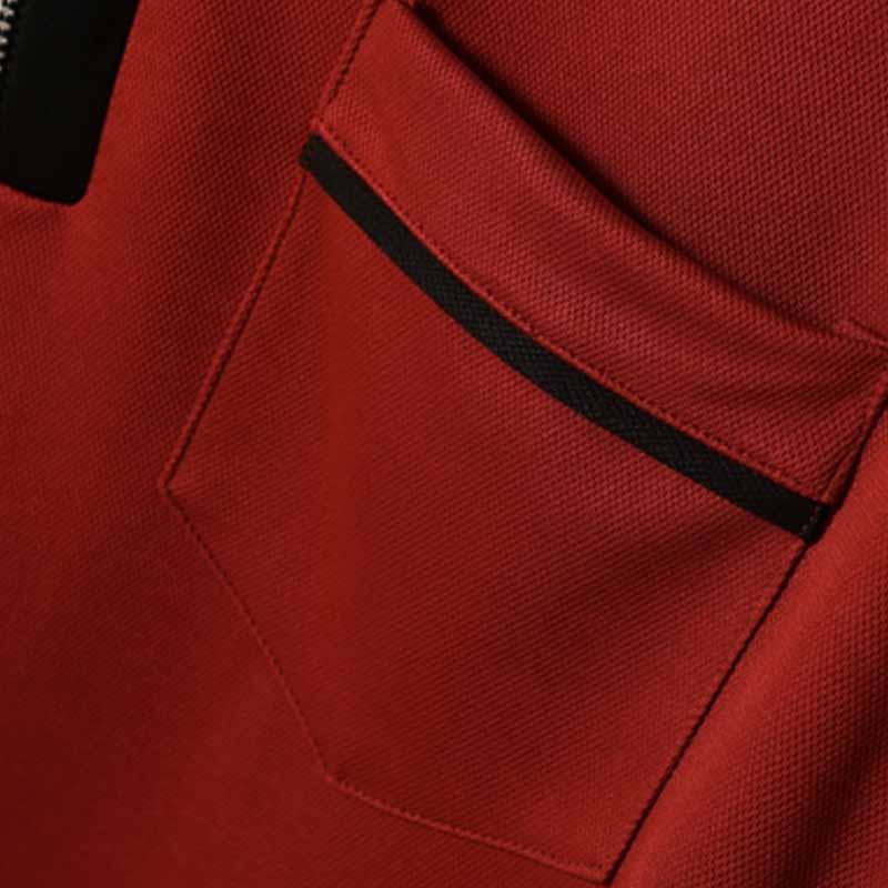 Men's Color Block Pocket Long Sleeve POLO Shirt