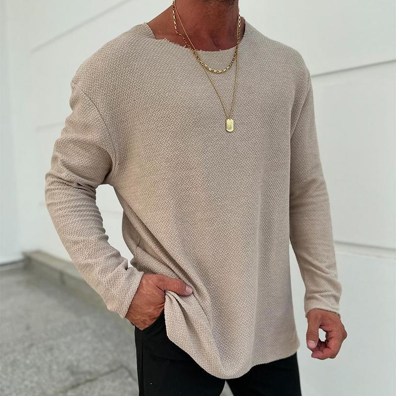 Men's Retro Casal Printed Rond Neck Long Sleeve T-Shirt