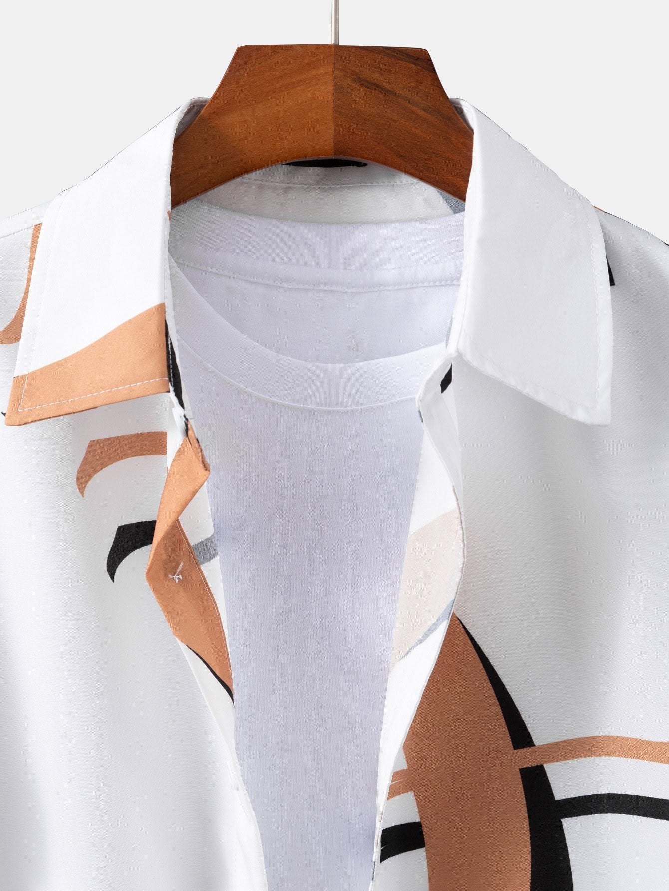 Afram® | Abstract Print Button Up Shirt #Random Pattern Design#