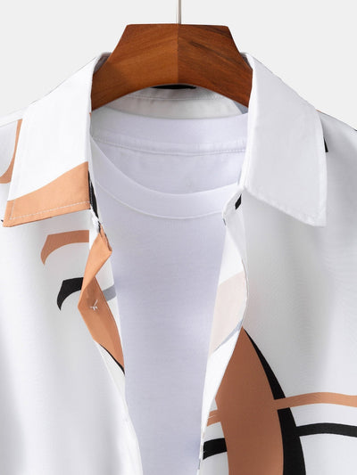 Afram® | Abstract Print Button Up Shirt #Random Pattern Design#