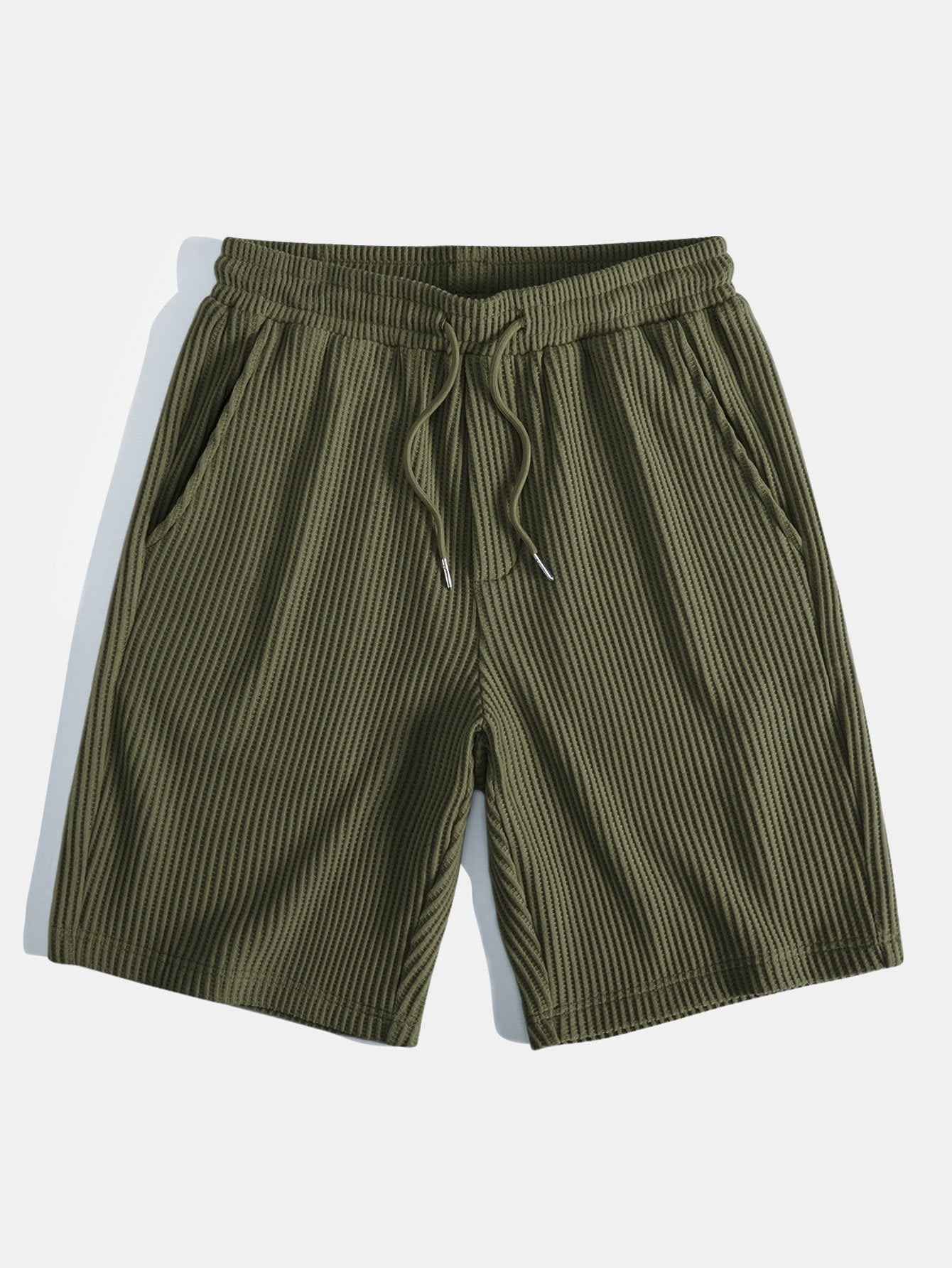 Earl® | Knitted Waffle Arc Hem Hooded T-Shirt & Drawstring Waffle Shorts