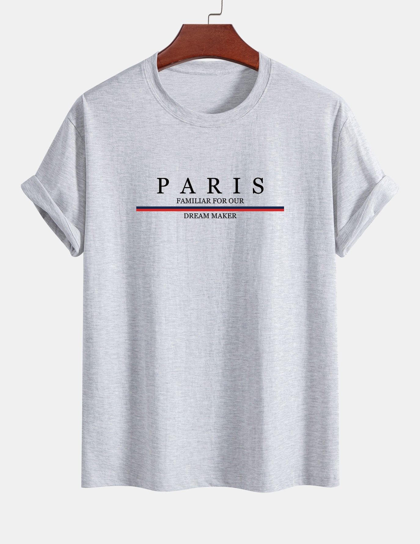 Arcadio® | Stripe Paris Slogan Print Cotton T-Shirt