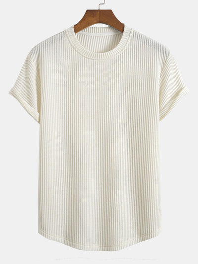 Secundino® | Knitted Waffle Arc Hem T-Shirt