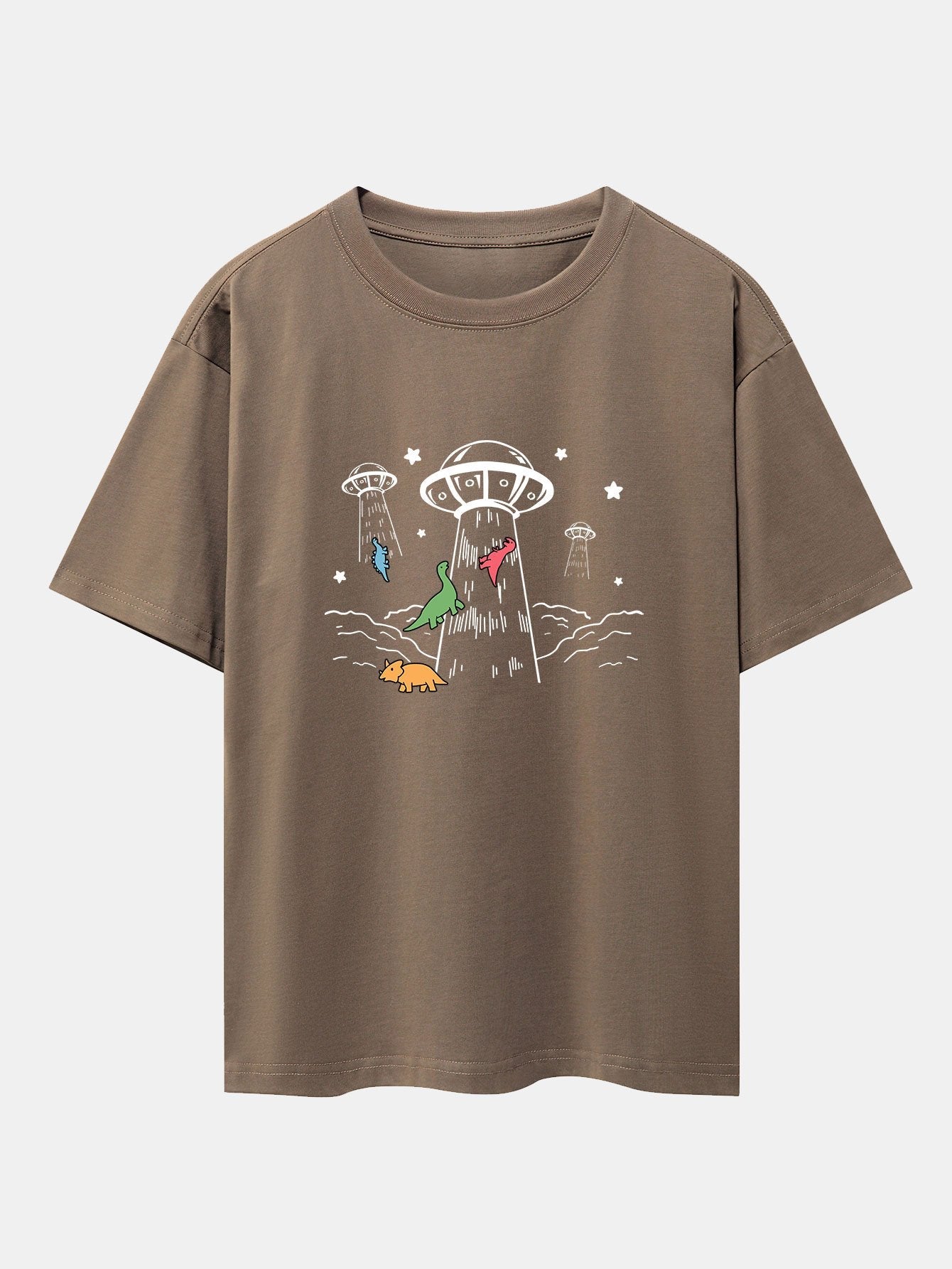 Xavier® | Ufo Take Away Dinosaurs Print Drop Shoulder Oversize T-Shirt